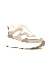 Geox sneakersy skórzane D DIAMANTA C kolor beżowy D36UFC 08522 C0118. Nosek buta: okrągły. Zapięcie: sznurówki. Kolor: beżowy. Materiał: skóra. Szerokość cholewki: normalna #4