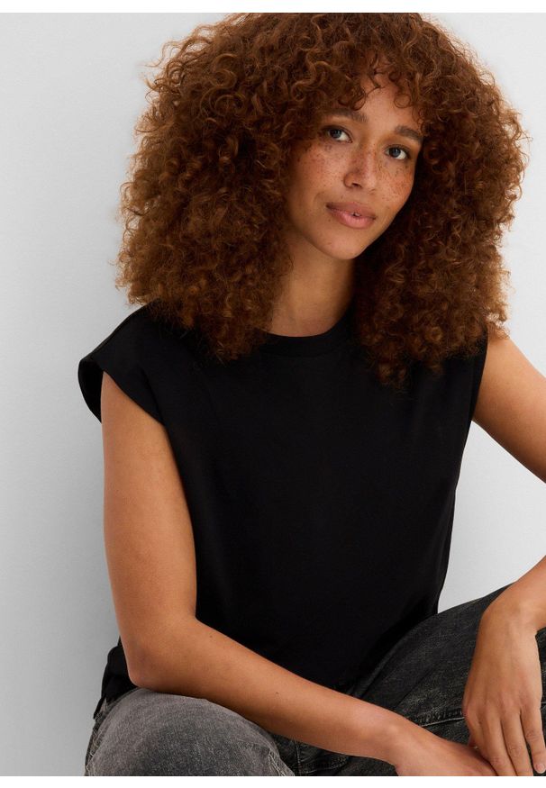 bonprix - T-shirt oversize z czystej bawełny organicznej. Kolor: czarny. Materiał: bawełna