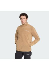 Adidas - Bluza polarowa Multi Essentials z suwakiem na całej długości. Kolor: brązowy. Materiał: materiał, polar. Sport: turystyka piesza #1