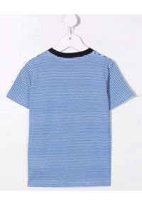 MONCLER KIDS - Koszulka w prążki z logo 4-14 lat. Kolor: niebieski. Materiał: tkanina. Wzór: prążki. Sezon: lato #2
