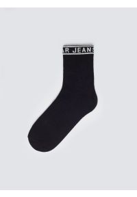 Big-Star - Skarpety damskie długie czarne Bordi 906. Kolor: czarny. Materiał: poliamid, bawełna, jeans, elastan. Wzór: napisy #1