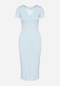 Born2be - Jasnoniebieska Sukienka Dopasowana Bodycon z Dekoltem w Serek Efricene. Okazja: na co dzień. Typ kołnierza: dekolt w serek. Kolor: niebieski. Materiał: jeans. Długość rękawa: krótki rękaw. Typ sukienki: bodycon. Styl: klasyczny, casual #6
