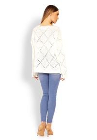 PeeKaBoo - Miękki ażurowy sweter oversize z wzorem w romby. Materiał: akryl. Wzór: ażurowy #3
