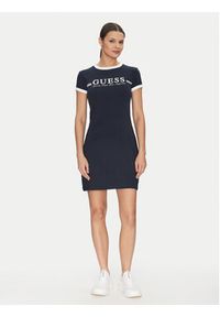 Guess Sukienka codzienna V5GK02 KCQX1 Granatowy Slim Fit. Okazja: na co dzień. Kolor: niebieski. Materiał: bawełna. Typ sukienki: proste. Styl: casual