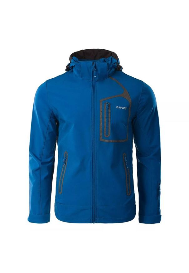 Hi-tec - Kurtka męska Softshell Hi-Tec Nils - niebieska, Rozmiar XL. Kolor: niebieski. Materiał: softshell