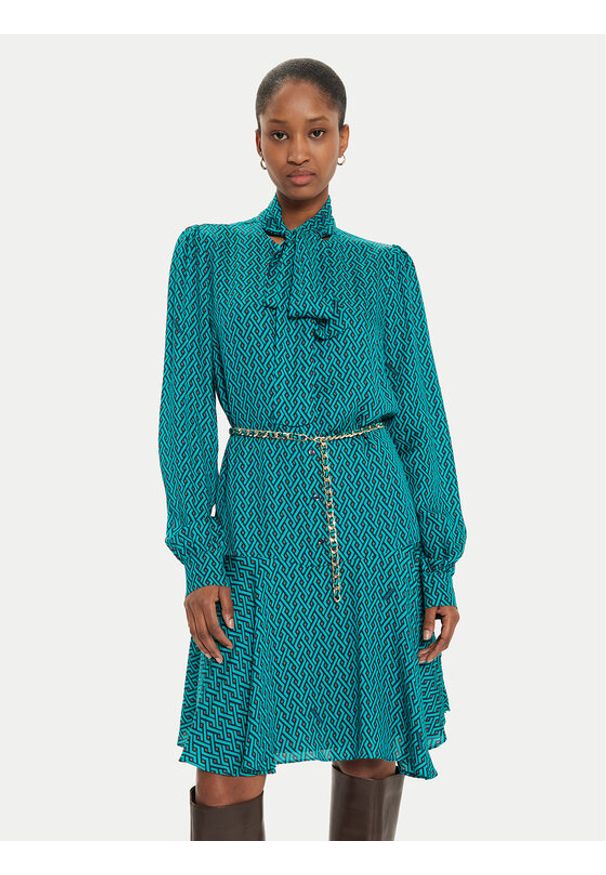 Fracomina Sukienka koszulowa FR24WD1003W731O9 Zielony Regular Fit. Kolor: zielony. Materiał: jedwab, wiskoza. Typ sukienki: koszulowe