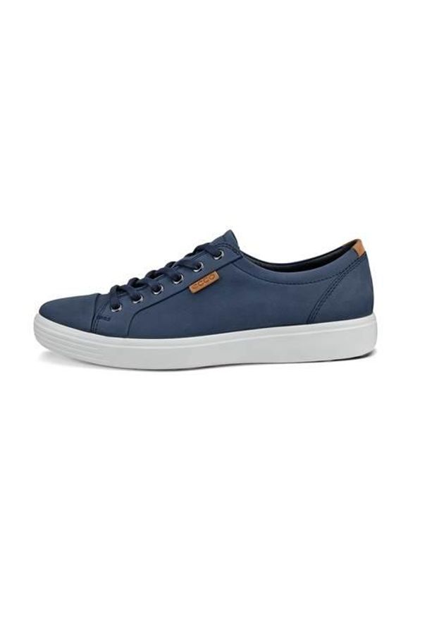 ecco - Buty do chodzenia męskie Ecco Sneaker Mens Soft 7. Kolor: niebieski. Materiał: skóra. Szerokość cholewki: normalna. Sport: turystyka piesza