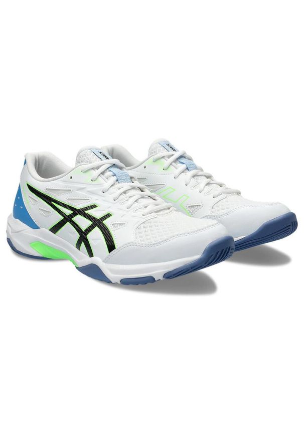 Buty do siatkówki męskie Asics Gel-Rocket 11 Men. Zapięcie: sznurówki. Kolor: biały, wielokolorowy, zielony. Materiał: materiał, syntetyk. Szerokość cholewki: normalna. Sport: siatkówka