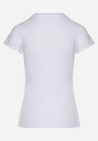 Born2be - Biały Bawełniany T-shirt z Ozdobnym Nadrukiem Setonisea. Okazja: na co dzień. Kolor: biały. Materiał: bawełna. Wzór: nadruk. Styl: casual