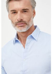 Armani Exchange koszula bawełniana męska slim z kołnierzykiem klasycznym. Typ kołnierza: kołnierzyk klasyczny. Kolor: niebieski. Materiał: bawełna. Styl: klasyczny #4