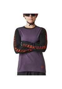 Koszulka rowerowa MTB damska FOX Ranger Dr z długim rękawem. Kolor: fioletowy. Długość rękawa: długi rękaw. Długość: długie