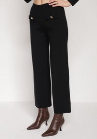 Born2be - Czarny Dzianinowy Komplet z Wiskozą w Eleganckim Stylu Kardigan i Spodnie Delisana. Kolor: czarny. Materiał: dzianina, wiskoza #2