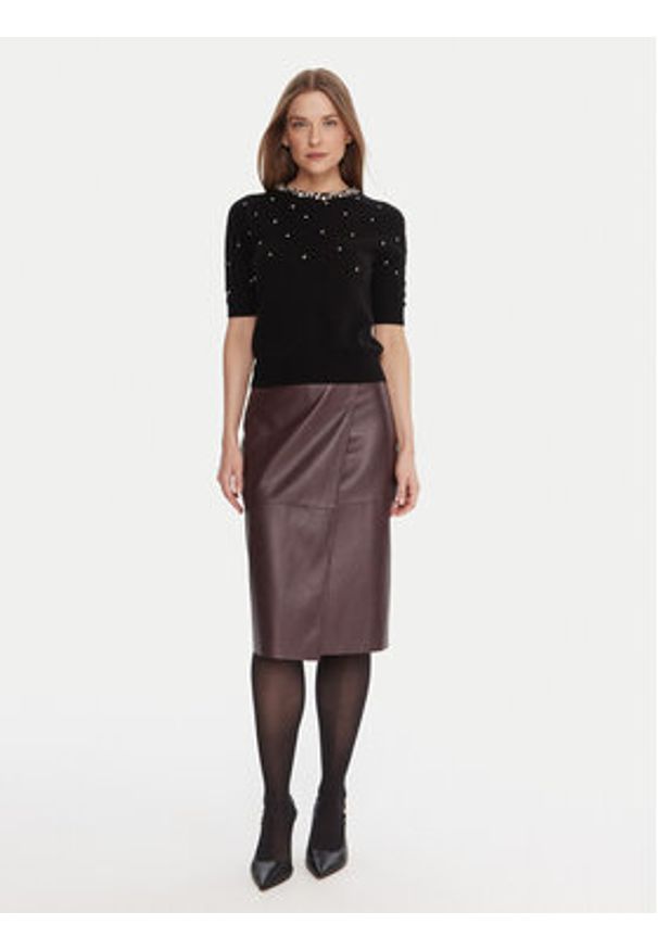 KAOS Sweter RI1KT021 Czarny Regular Fit. Kolor: czarny. Materiał: wełna