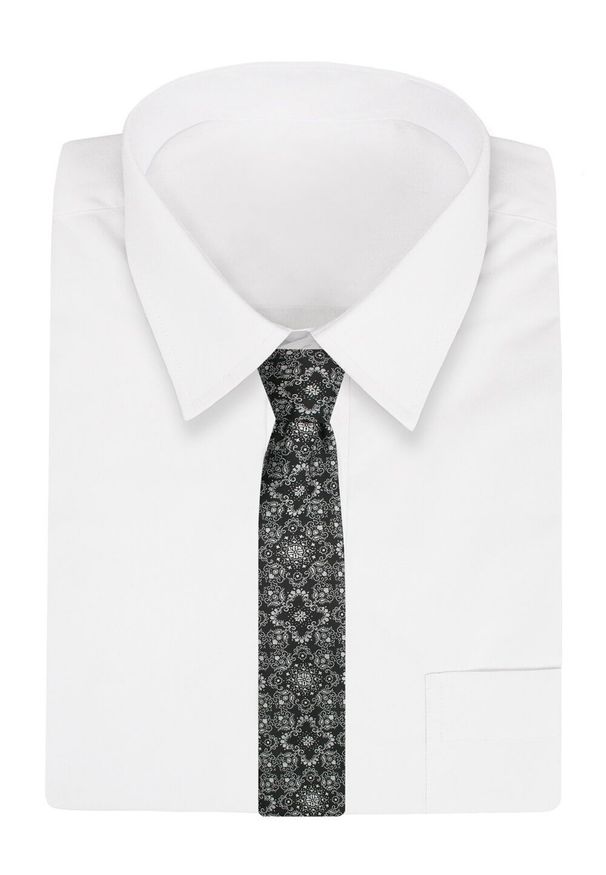 Krawat Alties (7 cm) - Czarny, Wzór Orientalny. Kolor: czarny. Materiał: tkanina. Styl: wizytowy, elegancki