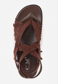 Renee - Brązowe Sandały Typu Rzymianki Ozdobione Frędzlami Casasos. Okazja: na co dzień. Kolor: brązowy. Materiał: koronka. Wzór: aplikacja. Sezon: lato. Styl: casual #2