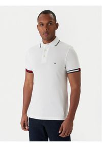 TOMMY HILFIGER - Tommy Hilfiger Polo Flag Cuff MW0MW38458 Biały Slim Fit. Typ kołnierza: polo. Kolor: biały. Materiał: bawełna #1