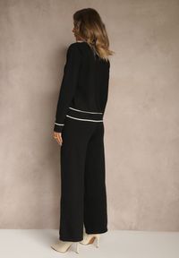 Renee - Czarny Komplet z Dzianiny Spodnie Wide Leg i Retro Kardigan Giosila. Kolekcja: plus size. Kolor: czarny. Materiał: dzianina #5