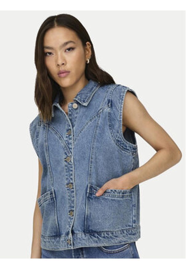 only - ONLY Kamizelka Kennedy 15278041 Niebieski Regular Fit. Kolor: niebieski. Materiał: bawełna, jeans