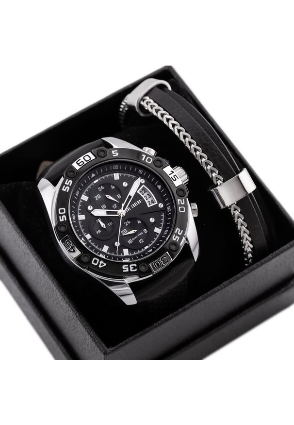 Paul Lorens - KOMPLET PREZENTOWY MĘSKI PAUL LORENS - Zegarek + Bransoletka (zg375e)