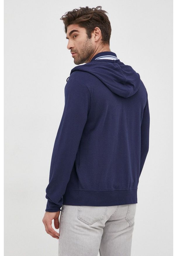 Polo Ralph Lauren bluza męska kolor granatowy z kapturem gładka. Okazja: na co dzień. Typ kołnierza: polo, kaptur. Kolor: niebieski. Materiał: dzianina. Wzór: gładki. Styl: casual