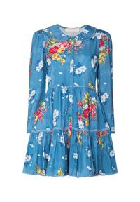 LOVE SHACK FANCY - Niebieska sukienka Marzia. Kolor: niebieski. Materiał: wełna, bawełna, koronka. Wzór: kwiaty, nadruk. Sezon: lato, jesień. Długość: mini #4