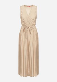 Born2be - Beżowy Taliowany Kombinezon z Wiskozą i Paskiem Evithrae. Okazja: na co dzień. Kolor: beżowy. Materiał: wiskoza. Styl: wizytowy, klasyczny, casual, elegancki #7