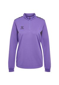 Damska bluza dresowa half zip Hummel Authentic. Kolor: szary, wielokolorowy, fioletowy. Materiał: dresówka. Sport: fitness #1