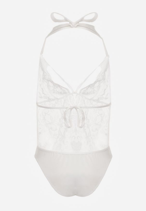 Renee - Białe Body Halter z Koronki z Odkrytymi Plecami i Wiązaniem na Plecach Malitea. Kolor: biały. Materiał: koronka. Wzór: koronka