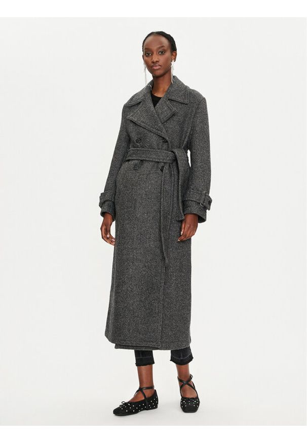 Pinko - PINKO Płaszcz wełniany Calice 104041 A23R I75 Szary Regular Fit. Kolor: szary. Materiał: wełna