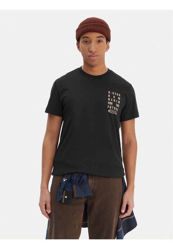G-Star RAW - G-Star Raw T-Shirt Text Chest D25968-C506 Czarny Regular Fit. Kolor: czarny. Materiał: bawełna