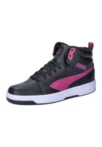 Buty do chodzenia dla dzieci Puma Rebound V6 Mid Wtr J. Okazja: na co dzień. Zapięcie: sznurówki. Kolor: czarny. Materiał: tkanina, materiał, syntetyk. Szerokość cholewki: normalna. Sport: turystyka piesza #1