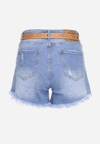 Born2be - Niebieskie Bawełniane Jeansowe Szorty Zapinane na Guziki z Wysokim Stanem i Wystrzępionymi Nogawkami Hettala. Stan: podwyższony. Kolor: niebieski. Materiał: bawełna, jeans. Sezon: lato. Styl: klasyczny, elegancki #5
