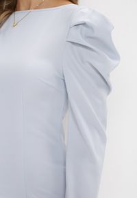 Born2be - Niebieska Sukienka Taliowana z Bufiastym Rękawem Omono. Kolor: niebieski. Długość: midi #2