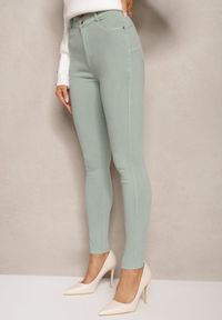 Renee - Zielone Skinny Jeansy z Bawełną High Waist Lorie. Okazja: na co dzień. Stan: podwyższony. Kolor: zielony. Styl: elegancki, casual, wizytowy