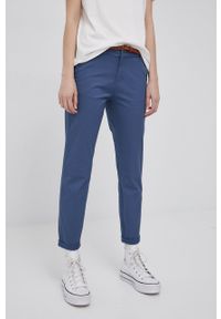 only - Only spodnie damskie fason chinos medium waist. Kolor: niebieski. Materiał: bawełna