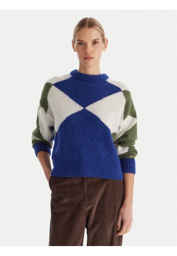 TOMMY HILFIGER - Tommy Hilfiger Sweter WW0WW47464 Kolorowy Relaxed Fit. Materiał: syntetyk. Wzór: kolorowy