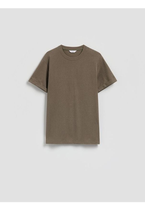 Reserved - Strukturalny t-shirt comfort fit - zielony. Kolor: zielony. Materiał: bawełna, dzianina