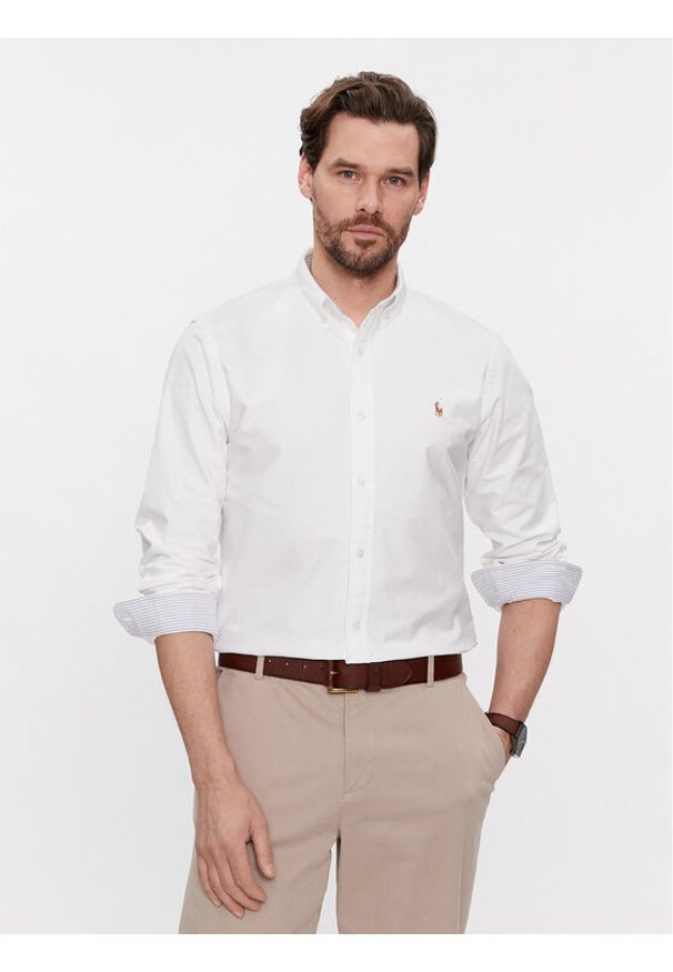 Polo Ralph Lauren Koszula 710767441007 Biały Slim Fit. Typ kołnierza: polo. Kolor: biały. Materiał: bawełna
