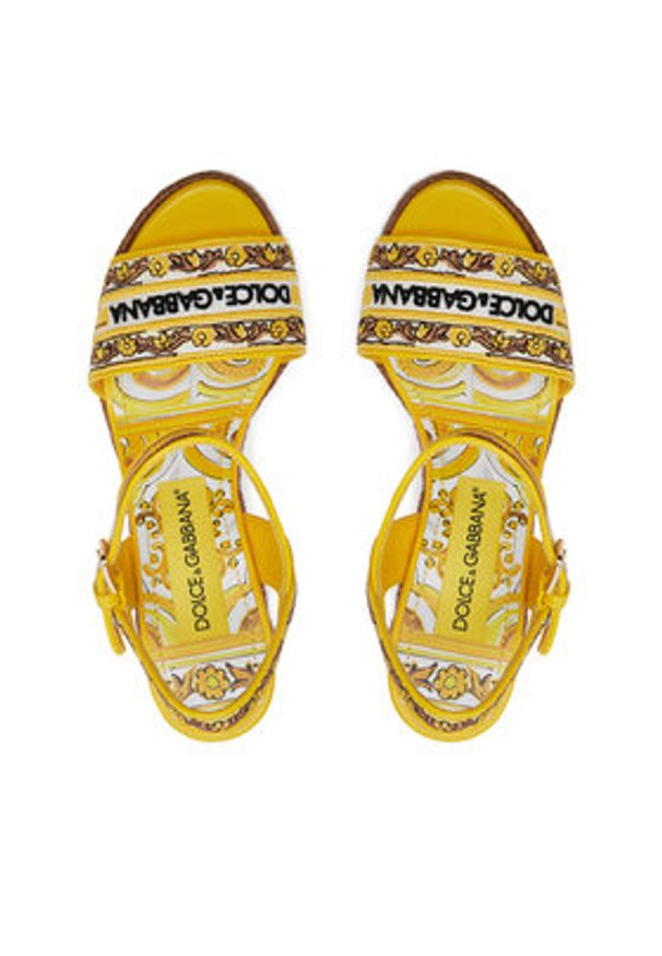DOLCE & GABBANA - Dolce&Gabbana Espadryle CZ0318 AV804 Żółty. Kolor: żółty. Materiał: materiał
