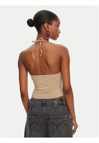 Juicy Couture Top Tied JCWCT125306 Beżowy Slim Fit. Kolor: beżowy. Materiał: bawełna