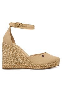 TOMMY HILFIGER - Tommy Hilfiger Espadryle Wedge FW0FW09225 Beżowy. Kolor: beżowy. Materiał: materiał #1