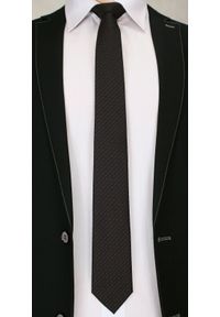 Krawat Męski w Delikatny Groszek - 6 cm - Angelo di Monti, Czarny. Kolor: czarny. Wzór: grochy #2