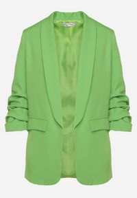 Born2be - Jasnozielona Elegancka Marynarka z Rękawami 7/8 i Ozdobnymi Klapami Novse. Okazja: na co dzień, na spotkanie biznesowe. Kolor: zielony. Styl: elegancki #4