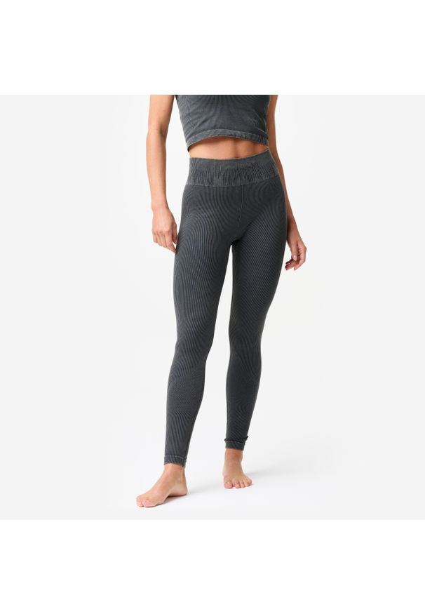 DOMYOS - Legginsy do jogi i pilatesu damskie Domyos seamless. Kolor: szary. Materiał: elastan, poliamid, materiał. Sport: joga i pilates