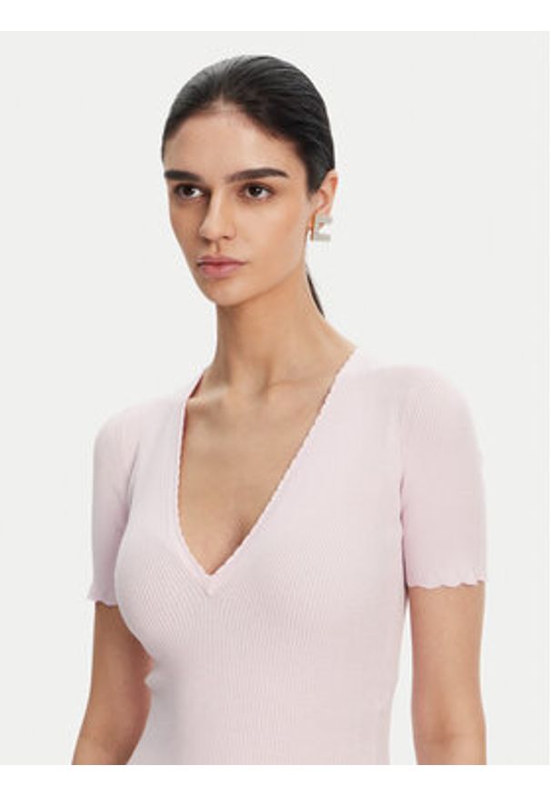 Elisabetta Franchi Sukienka dzianinowa AM-53S-51E2 Różowy Slim Fit. Kolor: różowy. Materiał: wiskoza