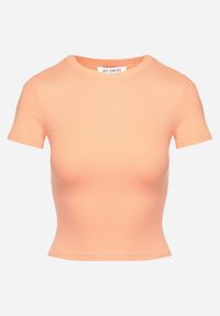 Born2be - Pomarańczowy Bawełniany T-shirt Elastyczny Lireanne. Kolor: pomarańczowy. Materiał: bawełna #3