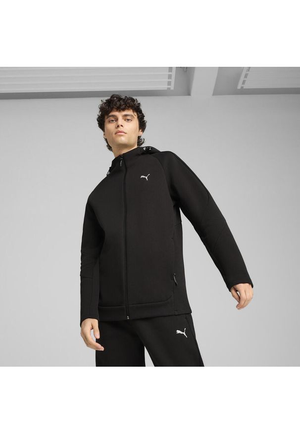 Puma - Męska rozpinana bluza z kapturem EVOSTRIPE PUMA Black. Typ kołnierza: kaptur. Kolor: czarny. Sport: bieganie