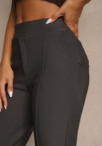 Renee - Ciemnoszare Spodnie z Kantem i Imitacją Kieszeni Rearie. Okazja: na co dzień. Kolekcja: plus size. Kolor: szary. Styl: casual, elegancki #4