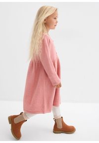 bonprix - Sukienka dzianinowa z ozdobną plisą guzikową. Kolor: różowy. Materiał: dzianina. Styl: elegancki #2