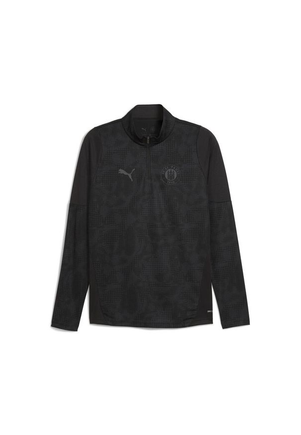 Puma - Męska bluza treningowa FC St. Pauli z zamkiem 1/4 PUMA Black Flat Dark Gray. Kolor: czarny